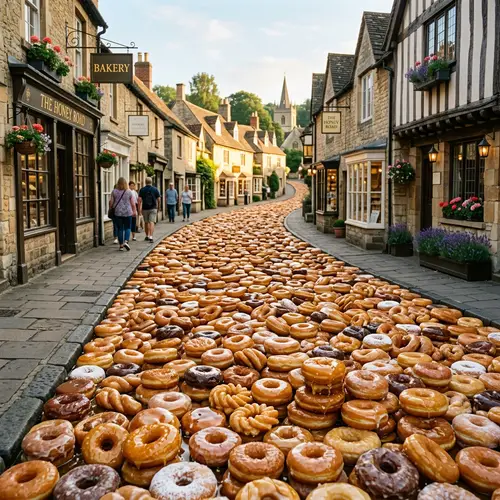 Doughnut Street Covered in Honey | Sweet and Unique Scene