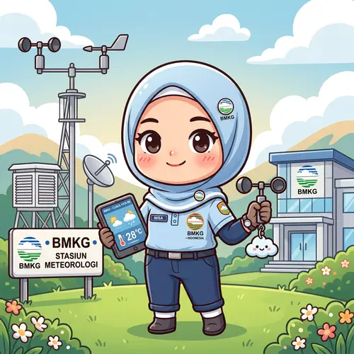 Chibi Female Mascot with Hijab - BMKG Theme