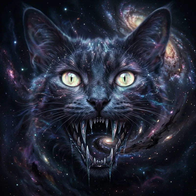 Cosmic Cat: Universe's Nightmare with Razor Teeth Cosmic Cat: Universe's Nightmare with Razor Teeth