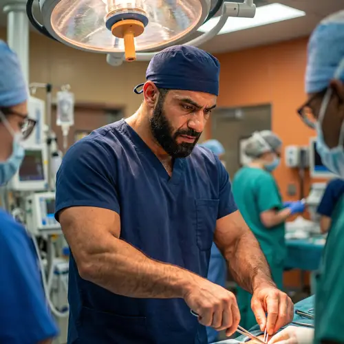 Muscular Male Doctor | Strength and Dedication in Vibrant Colors