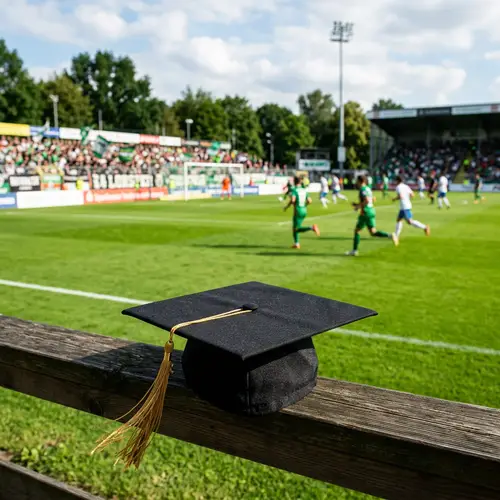 Graduation Mortarboard on Soccer Field