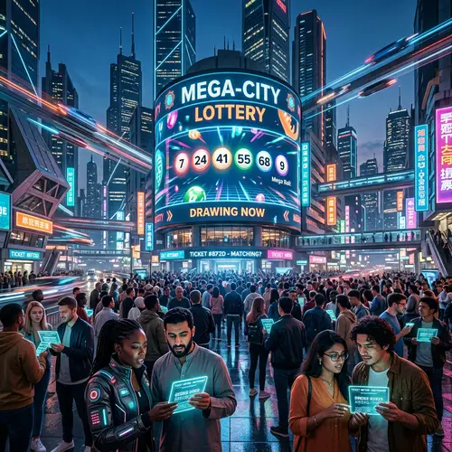 Futuristic City Lottery Draw | Exciting Evening Scene