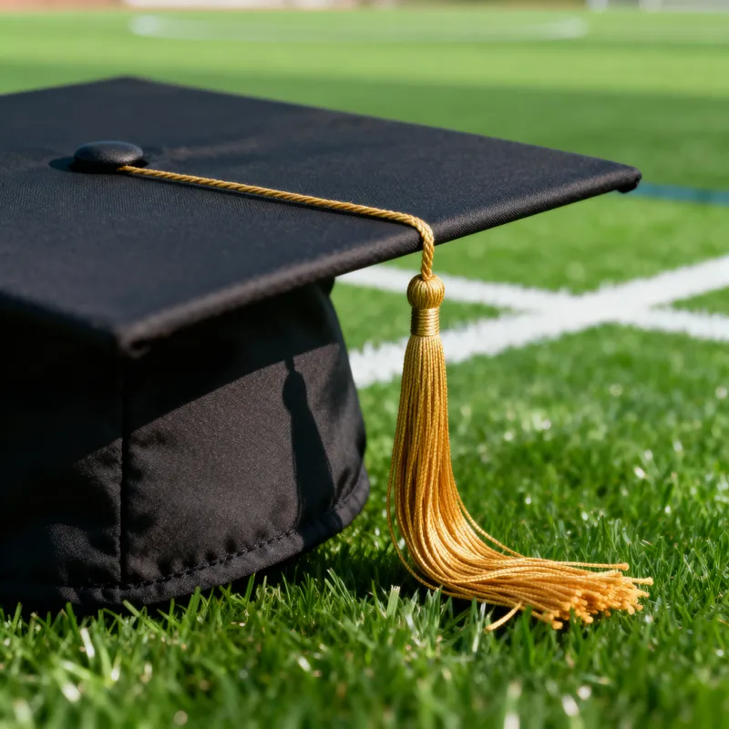 Graduation Mortarboard on Soccer Field