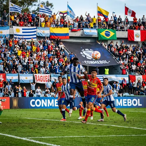 CONMEBOL Football Match Scene: Diverse Players in Action