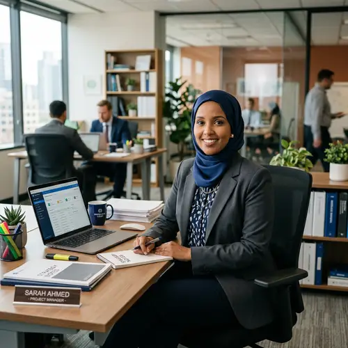 Professional Portrait of Woman in Office Hijab | Workplace Ambiance