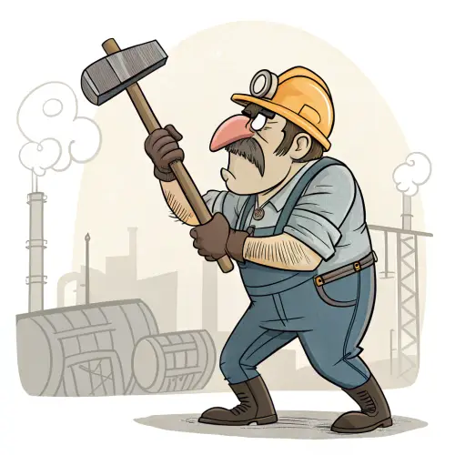 Caricature of a Heavy Industry Worker
