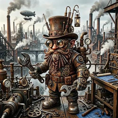 Steampunk Gnome: Intricately Designed Metal Creature