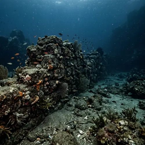 Stone Wall at Bottom of Sea