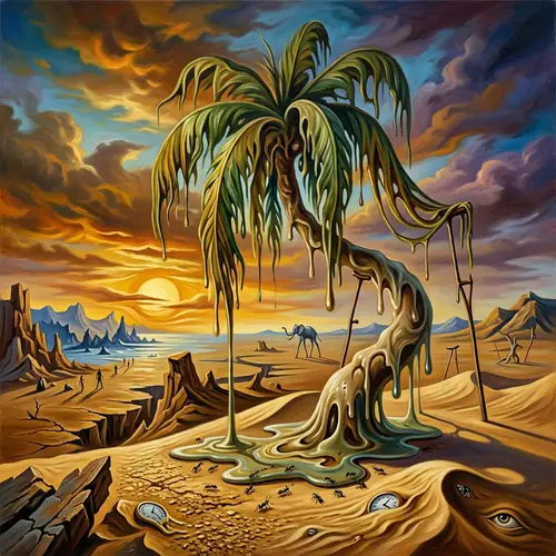 Melting Palm Tree in Dali Style Art