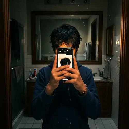 Anonymous iPhone Mirror Selfie by Teen Boy