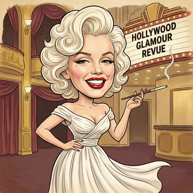 Marilyn Monroe Beautiful Caricature - Iconic Hollywood Glamor
