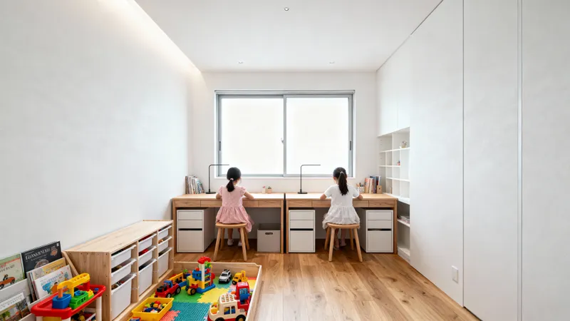 Stylish Minimalist Kids Room Design for Two Girls