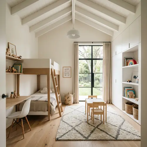 Stylish Minimalist Kids Room Design for Two Girls