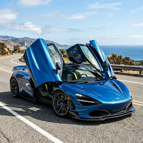 Sleek Metallic Blue Sports Car | Aerodynamic Design