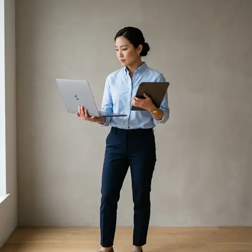 Confident Asian Woman with Laptop and Tablet | Tech Professional