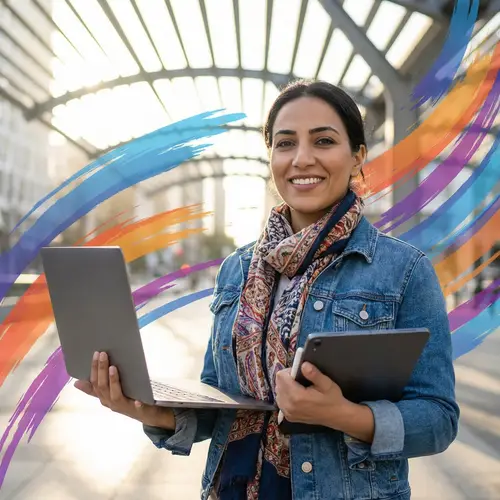 Confident Middle-Eastern Woman with Computer and Tablet - Digital Energy
