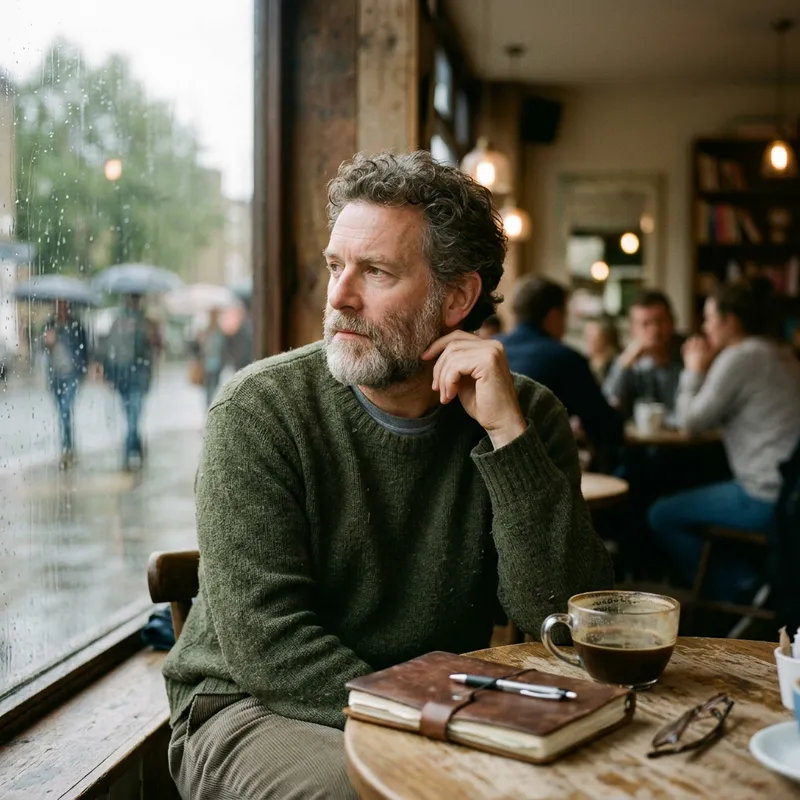 Introspective Man Absorbed by Life - A Captivating Image