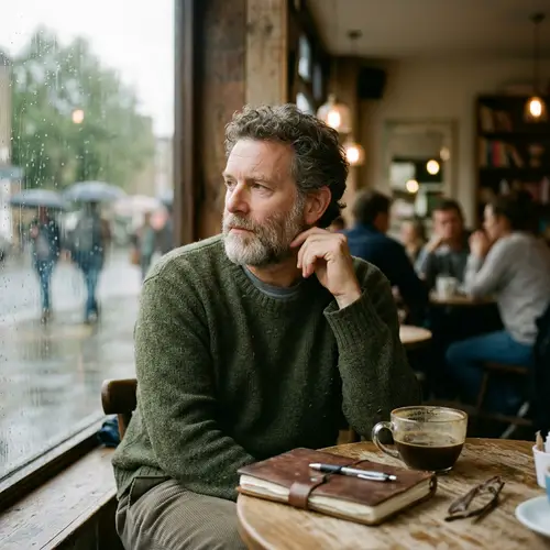 Introspective Man Absorbed by Life