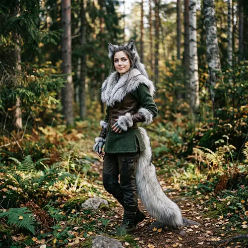 Skinny Girl with Fluffy Wolf Features