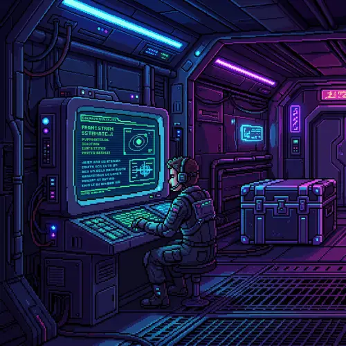 Cyberpunk Spaceship Art: Blue & Purple Chest Display