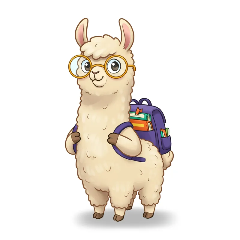 Cute Young Llama Mascot for Educational Kids Brand