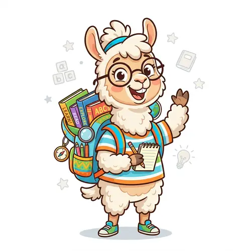 Cute Young Llama Mascot for Educational Kids Brand