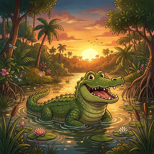 Charming Cartoon Crocodile - A Friendly Representation