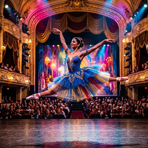 Elegant Middle-Eastern Ballerina in Grand Theater