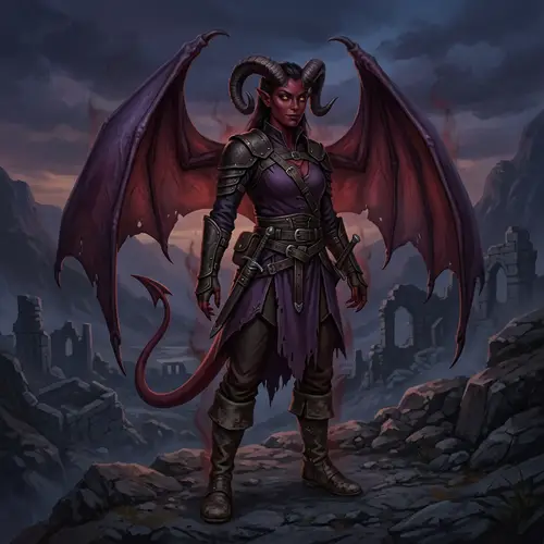 Winged Tiefling with Piercing Goat Eyes | Mythical Creature Art