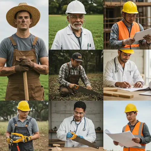 Diverse Laborers: Farmer, Doctor, Engineer & More