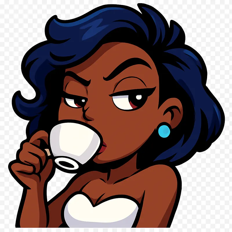 Stylized Blue Hair Emote for Twitch