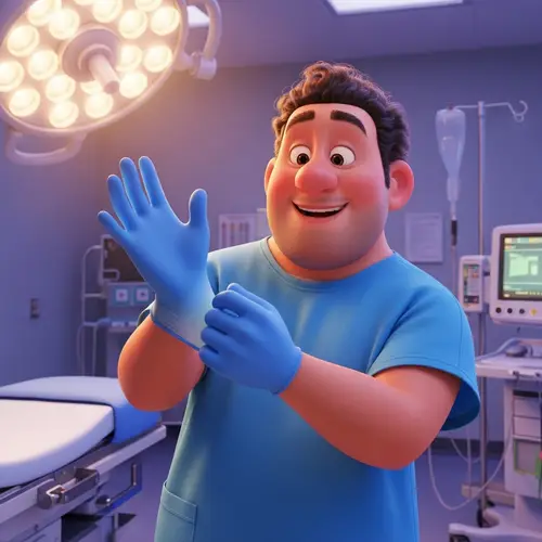 Pixar Style Doctor with Rubber Glove