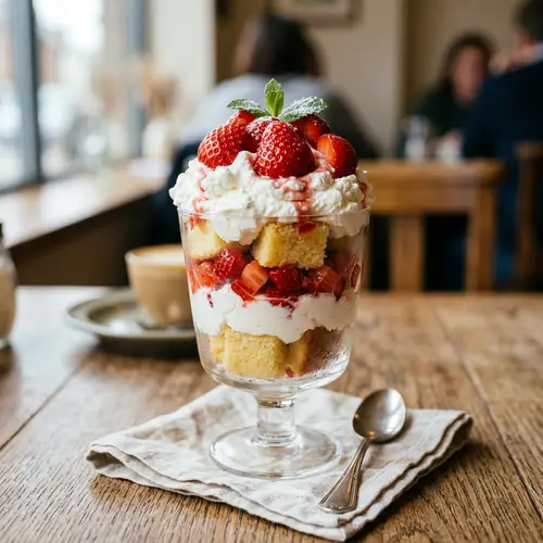 Delicious Cake in a Glass with Strawberries
