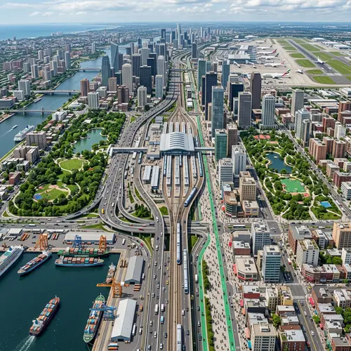 Detailed City Infrastructure with Versatile Transportation System