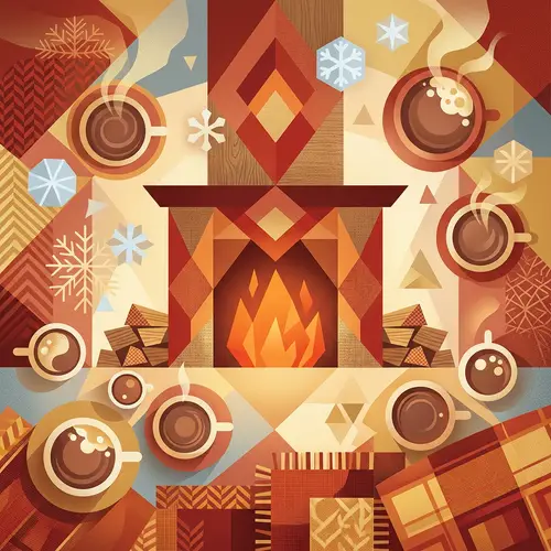 Warm Winter Abstract Composition with Geometric Shapes