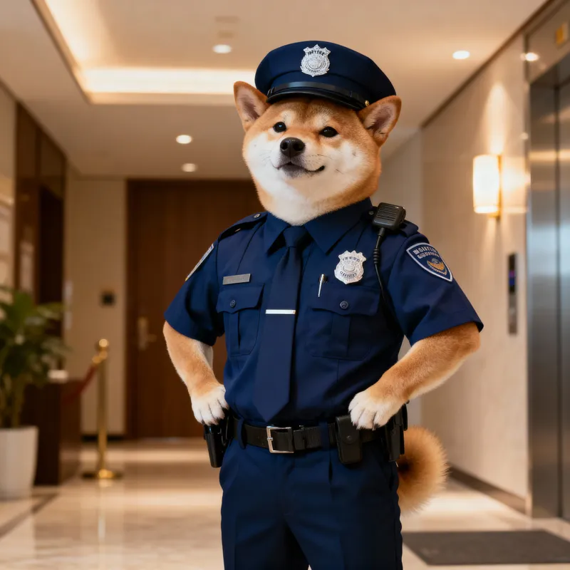 Blue Uniform Mascot: Security Guard Branding
