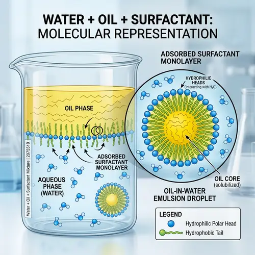 Water and Oil Surfactant Illustration