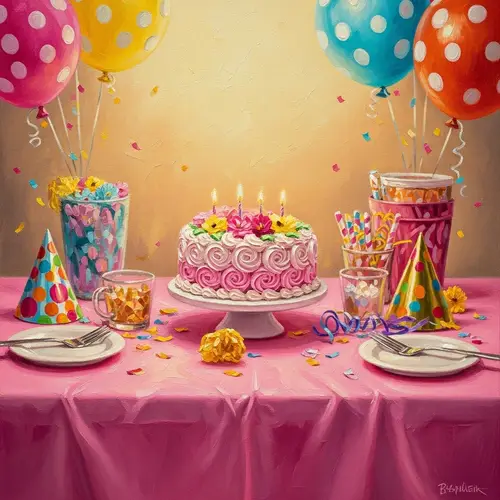 Charming Birthday Table Decor with a Cake