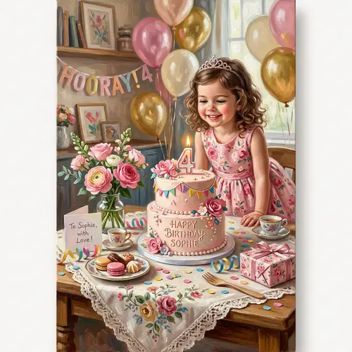 Charming Birthday Table Decor with a Cake
