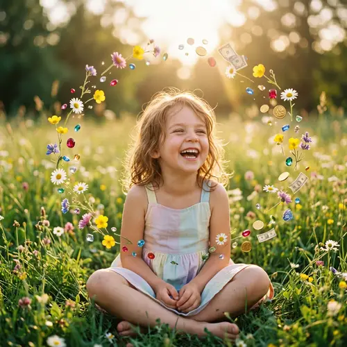 Child Healing & Prosperity | Joyful 4-7 Year Old in Sunlit Meadow