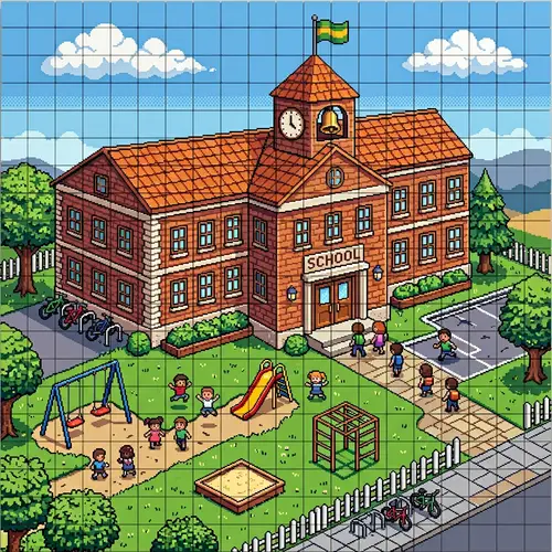 School Design with 48x48 Tiles in Dot Style