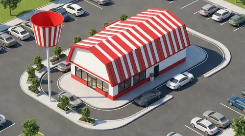 3D Isometric Fast Food Restaurant Visualization