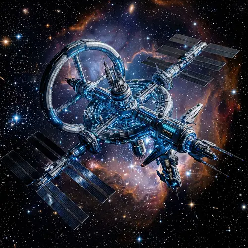 Futuristic Space Station in the Cosmos