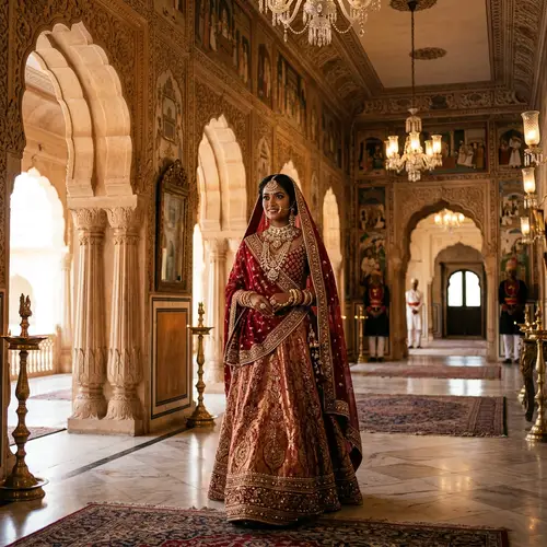 Majestic South Asian Queen in Regal Palace | Elegance Galore