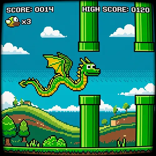 8-bits Pixel Flappy Dragon Game | Fun Arcade-style Play