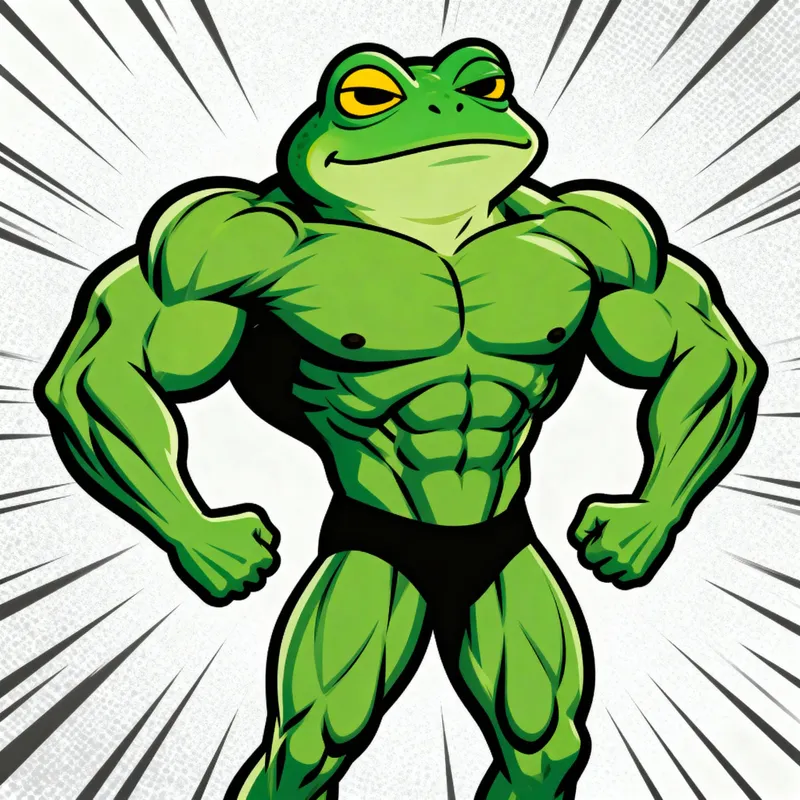 Muscular Pepe the Frog: Strength & Humor