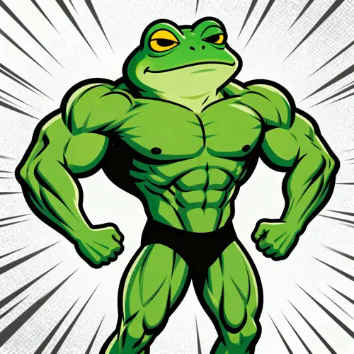 Muscular Pepe the Frog: Strength & Humor