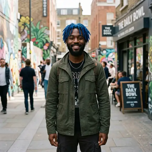 Black Man with Blue Hair - Striking Visual Portrait