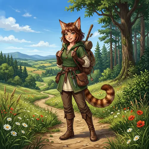 Cat Girl Fantasy Art | Enigmatic Feline Humanoid Character
