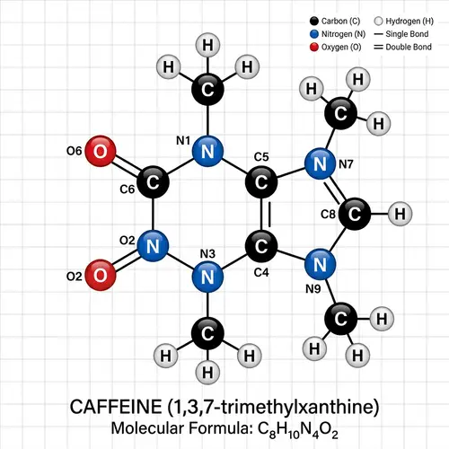 Detailed Caffeine Molecule Structure
